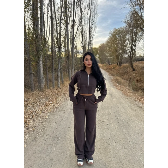 Kahve Selanik Kapşonlu Takım