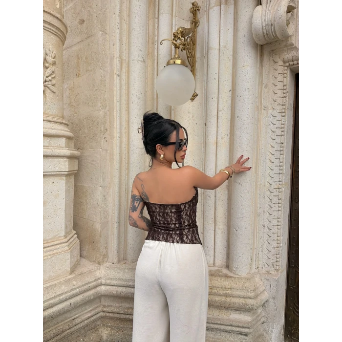 Kahve Slay Lace Korse