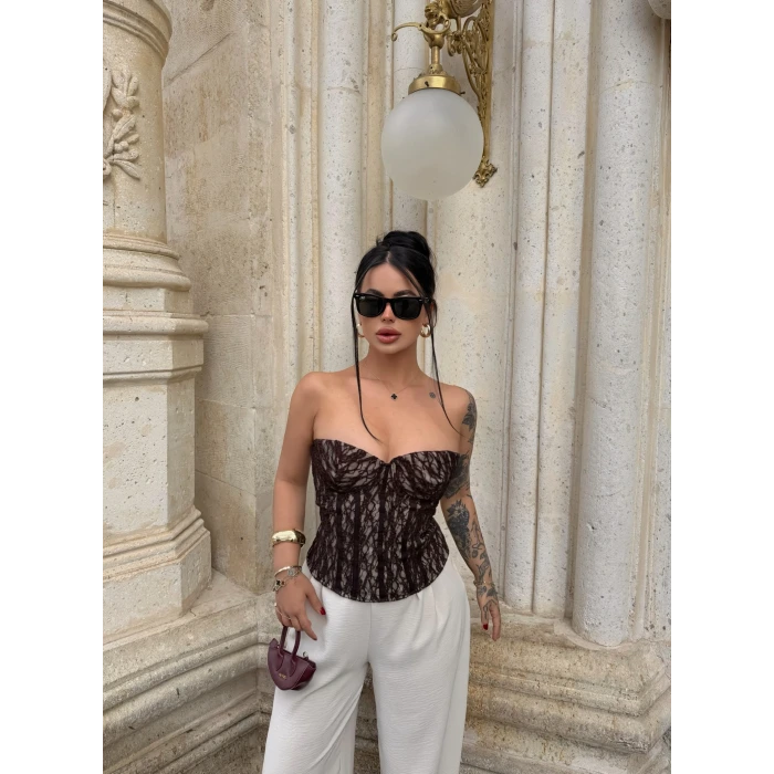 Kahve Slay Lace Korse