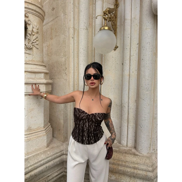 Kahve Slay Lace Korse