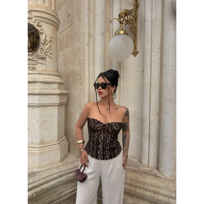 Kahve Slay Lace Korse