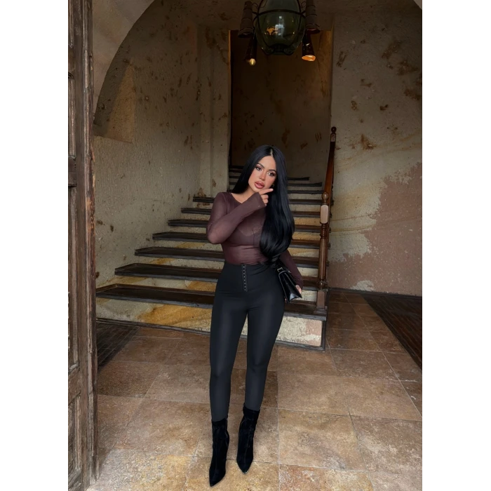 Kancalı Yüksek Bel Tayt