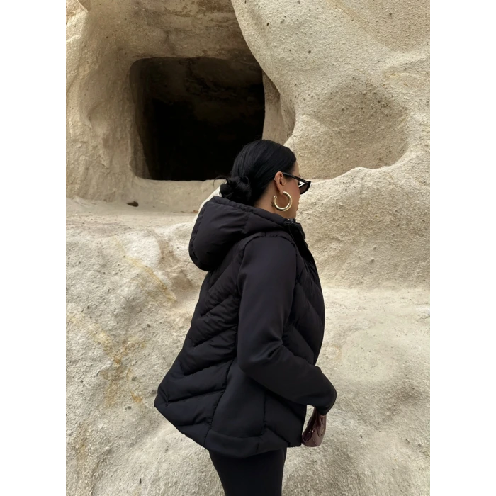 Kapşonlu Puffer Mont