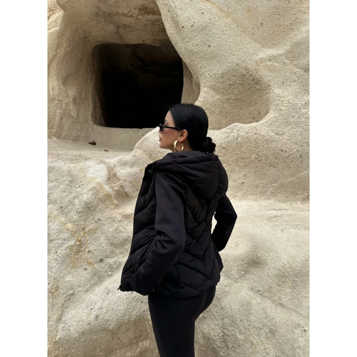 Kapşonlu Puffer Mont