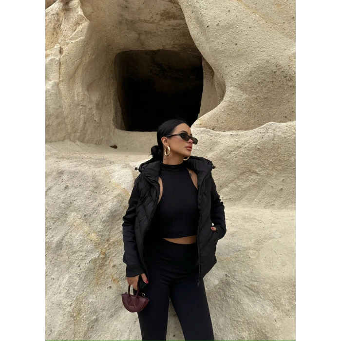 Kapşonlu Puffer Mont