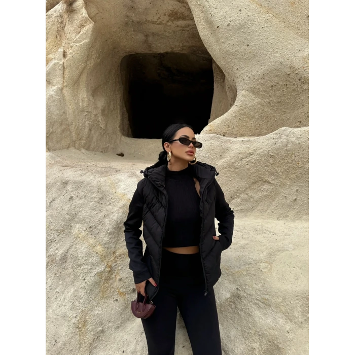 Kapşonlu Puffer Mont