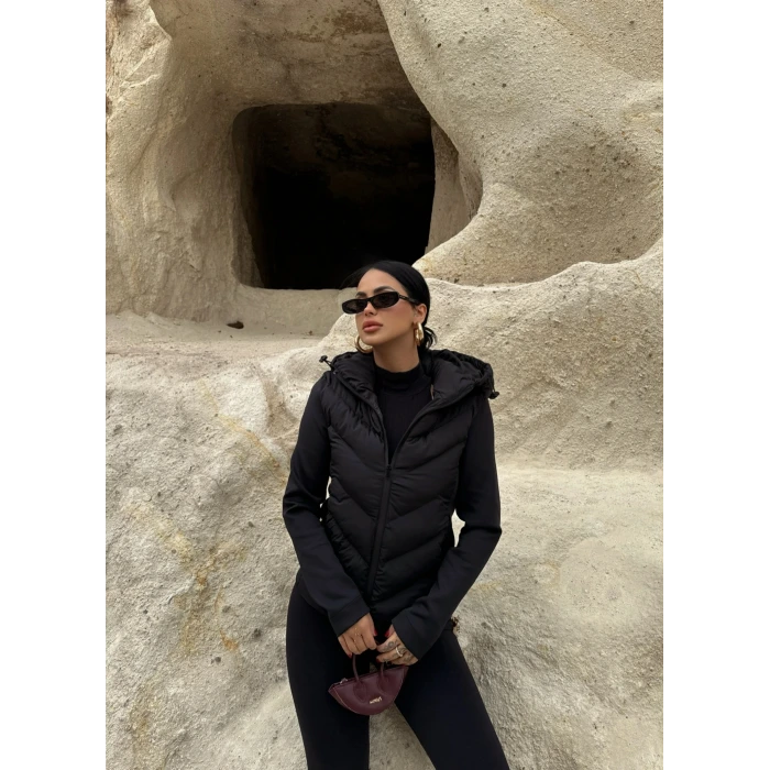 Kapşonlu Puffer Mont