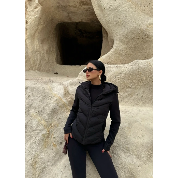 Kapşonlu Puffer Mont