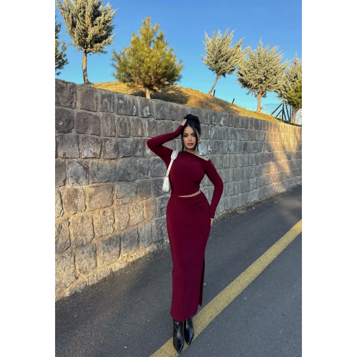 Kayık Yaka Bel Dekolte Elbise