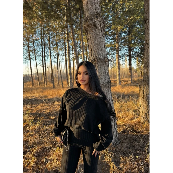 Kayık Yaka Fitilli İkili Takım