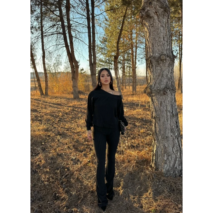 Kayık Yaka Fitilli İkili Takım