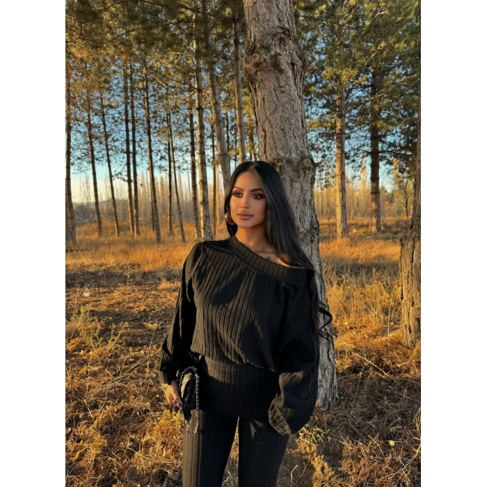 Kayık Yaka Fitilli İkili Takım