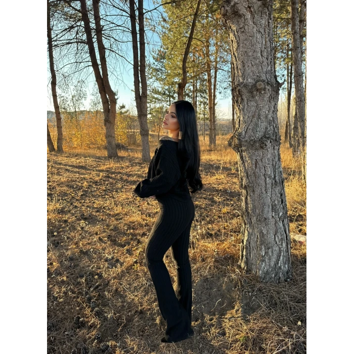 Kayık Yaka Fitilli İkili Takım