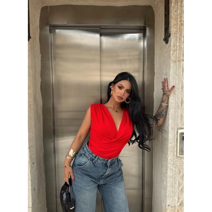 Kırmızı Kruvaze Sandy Bluz