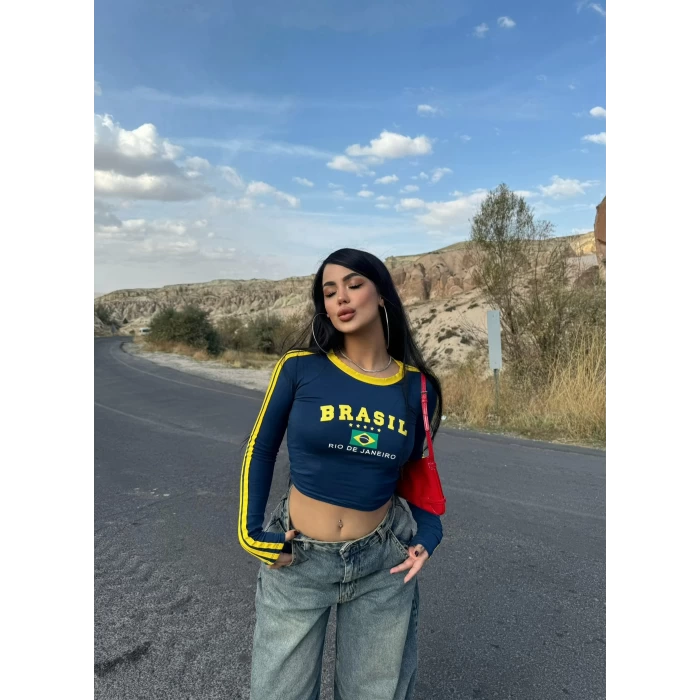 Lacivert Brasil Biyeli Crop