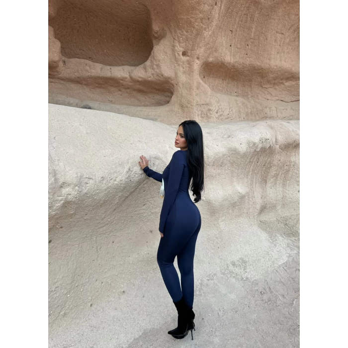 Lacivert Fermuarlı Sandy Tulum