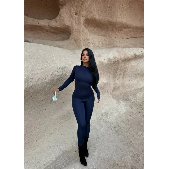 Lacivert Fermuarlı Sandy Tulum