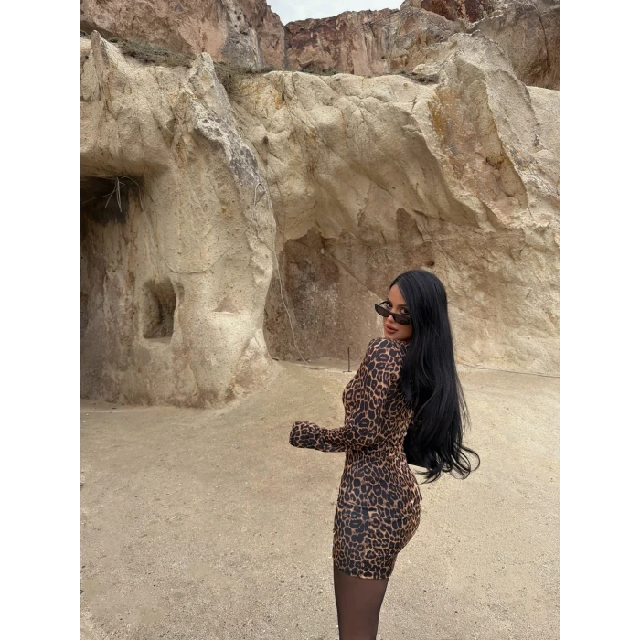 Leopar Desen V Elbise