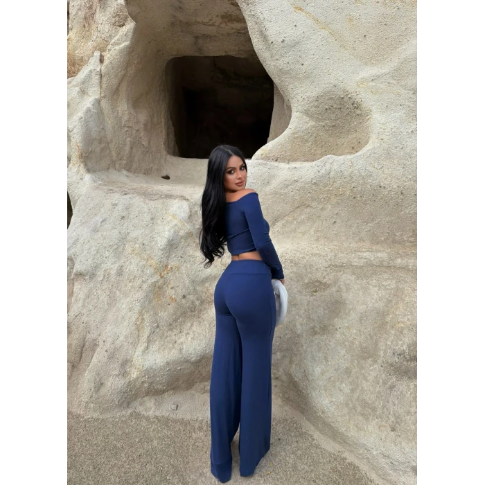 Mavi Kayık Yaka Buzzy Takım