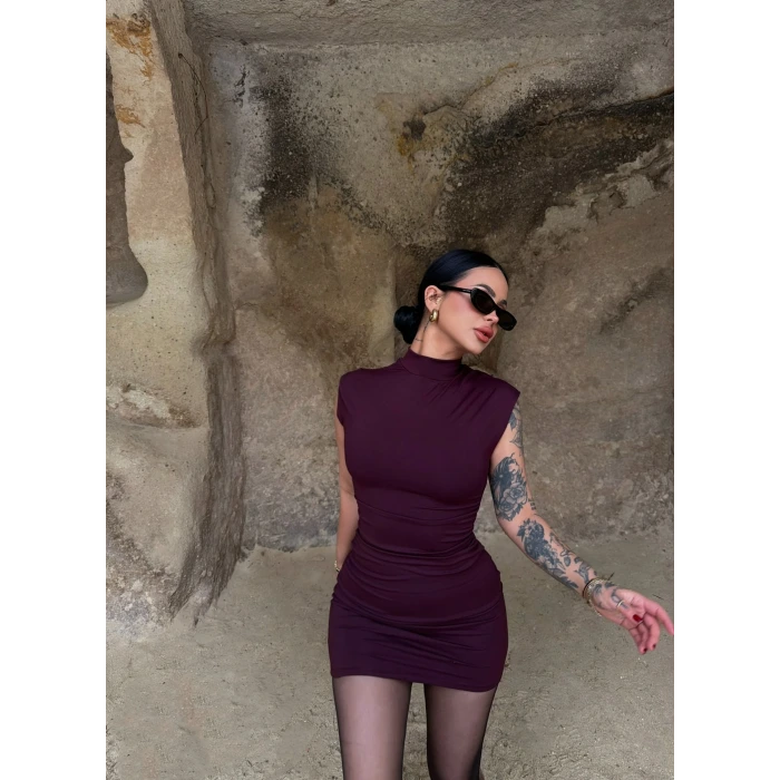 Mürdüm Dik Yaka Scuba Elbise