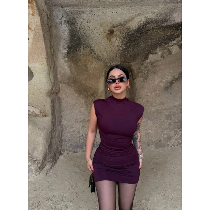 Mürdüm Dik Yaka Scuba Elbise