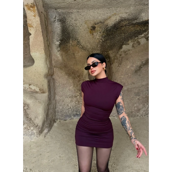 Mürdüm Dik Yaka Scuba Elbise