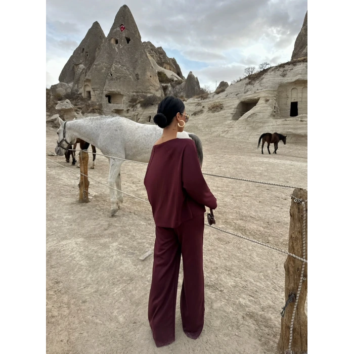 Mürdüm Kayık Yaka Modal İkili Takım