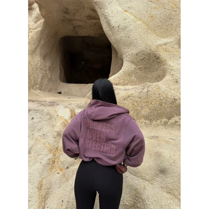 Mürdüm Sırt Baskı Balon Kollu Sweat