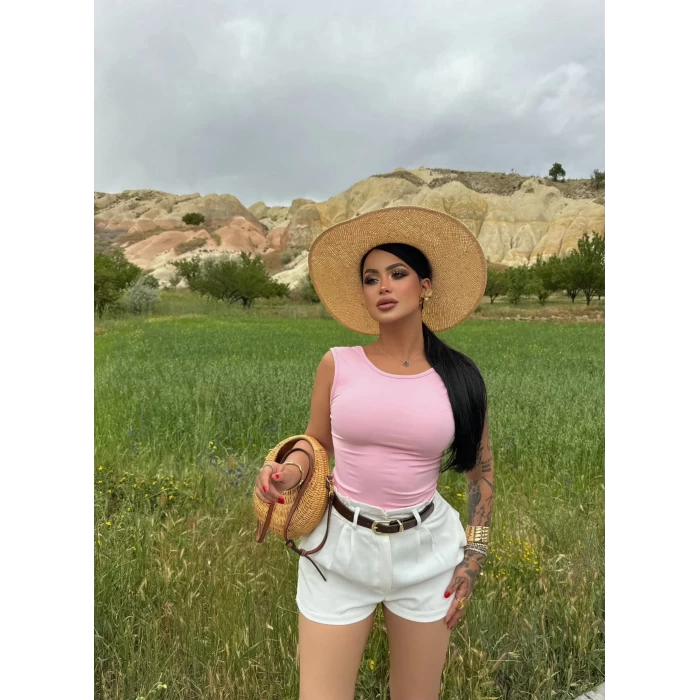 Pembe Sırt Açık Scuba Crop