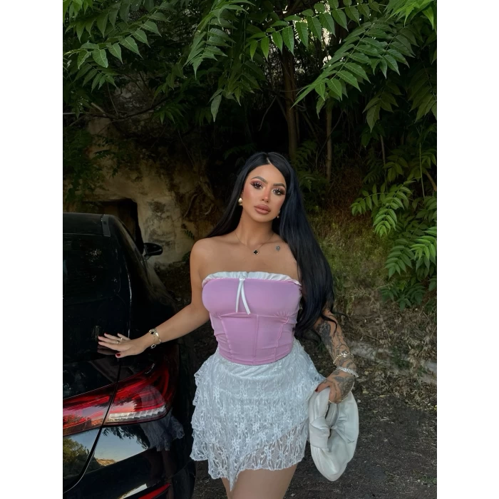 Pembe Yaka Bağcıklı Dalgıç Crop