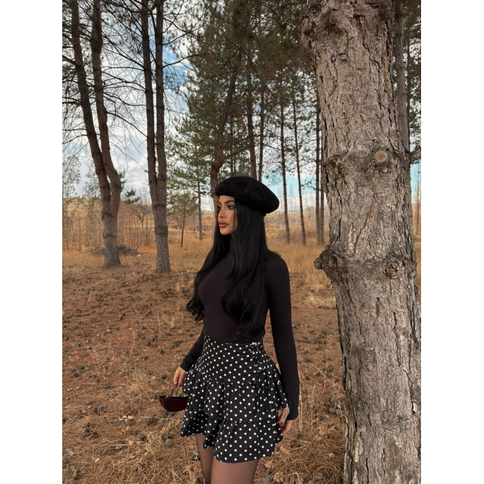 Puantiyeli Kuşgözü Mini Etek