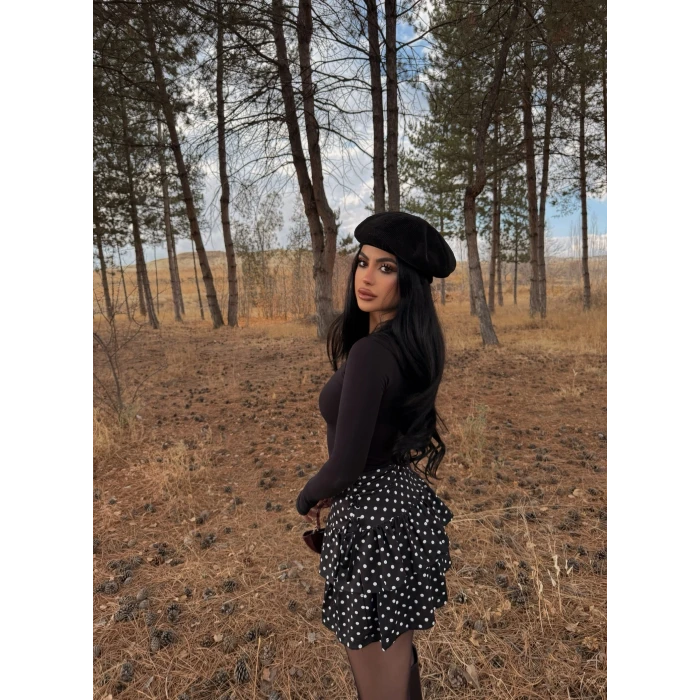 Puantiyeli Kuşgözü Mini Etek