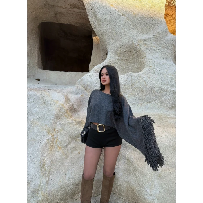 Antrasit Püsküllü Panço Kazak