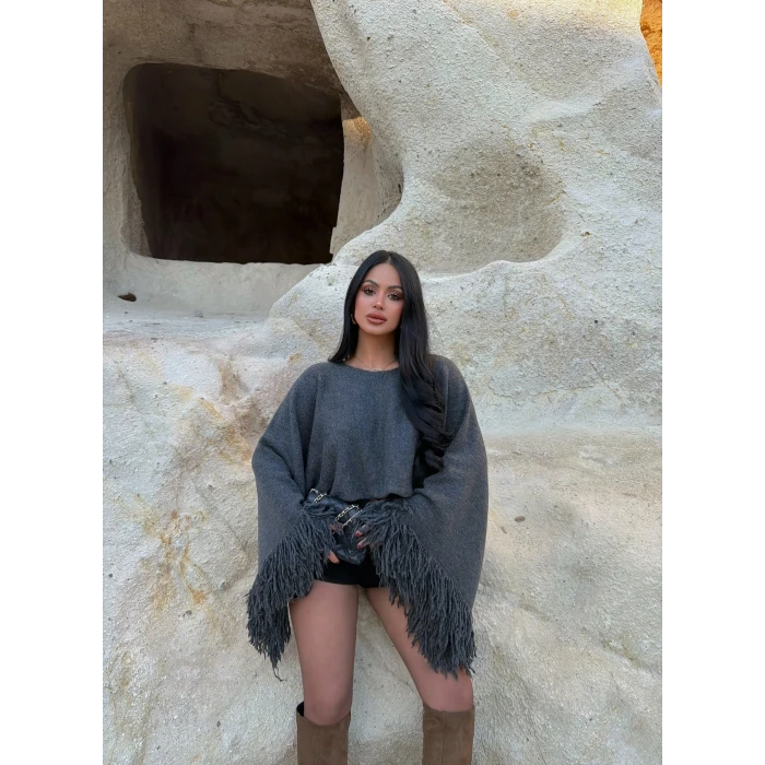 Antrasit Püsküllü Panço Kazak