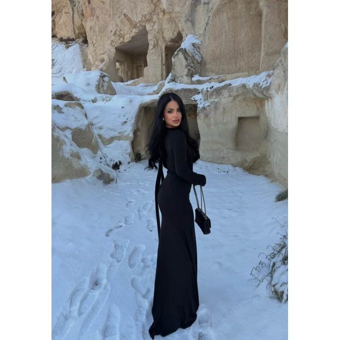 Şal Yaka Maxi Elbise