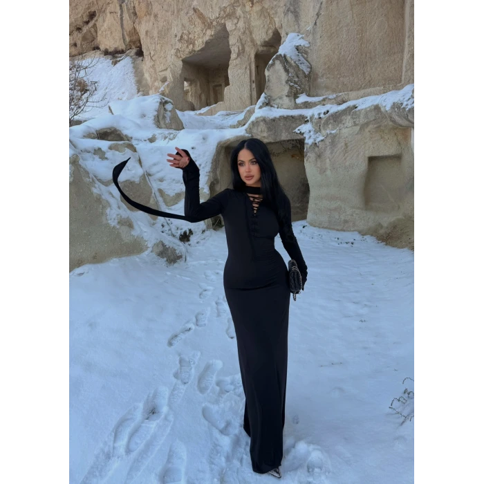 Şal Yaka Maxi Elbise