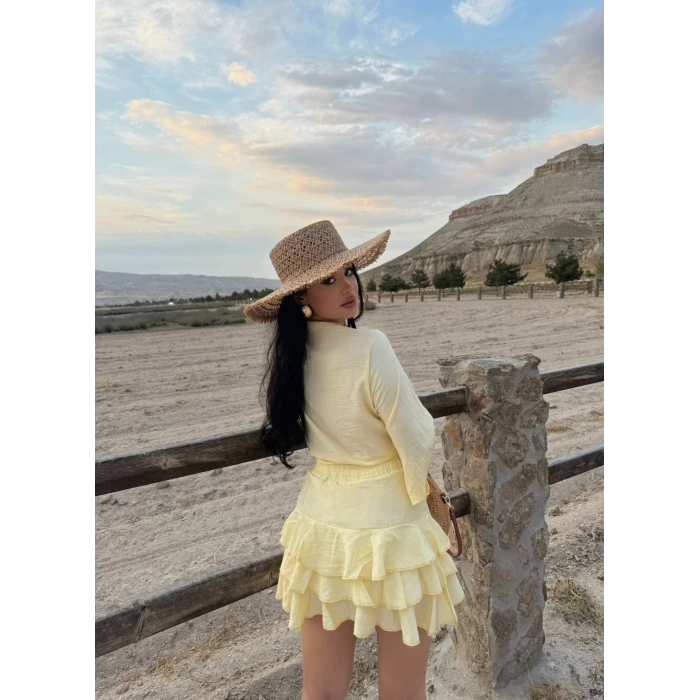 Sarı Çilek Kimono İkili Takım