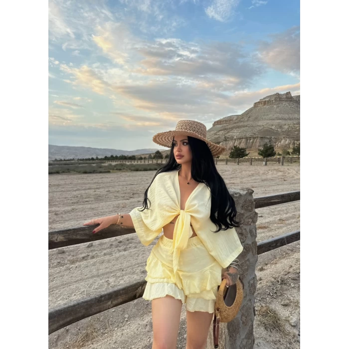 Sarı Çilek Kimono İkili Takım