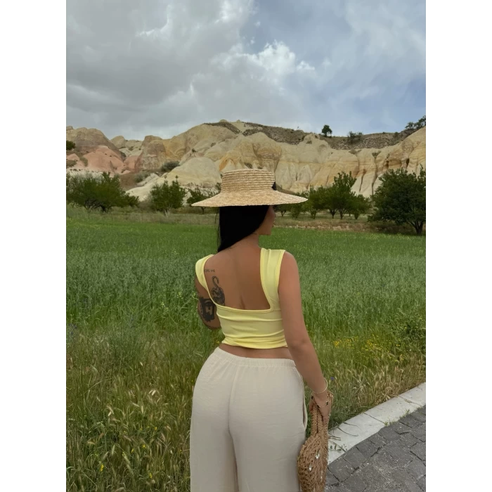 Sarı Sırt Açık Scuba Crop
