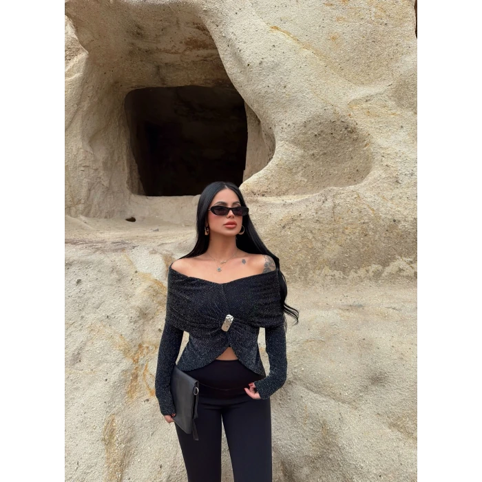 Simli Madonna Şal Bluz