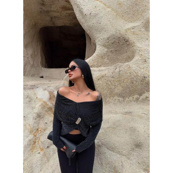 Simli Madonna Şal Bluz