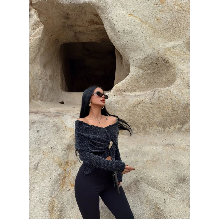 Simli Madonna Şal Bluz