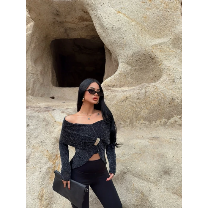 Simli Madonna Şal Bluz