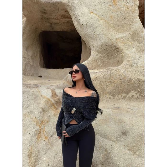 Simli Madonna Şal Bluz