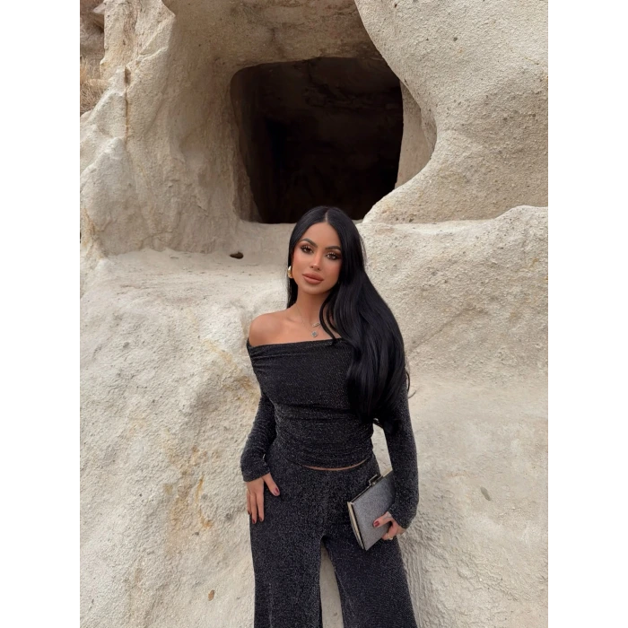 Simli Pantolon Bluz İkili Takım