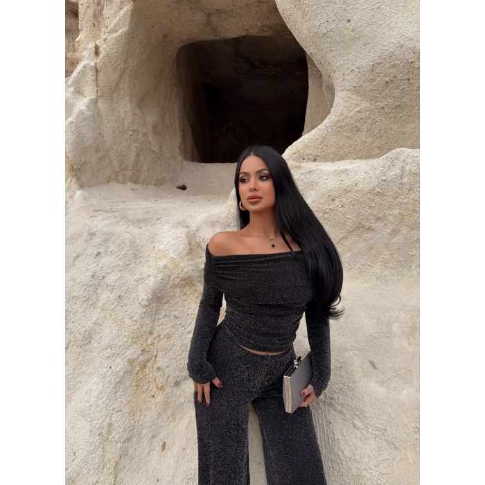 Simli Pantolon Bluz İkili Takım