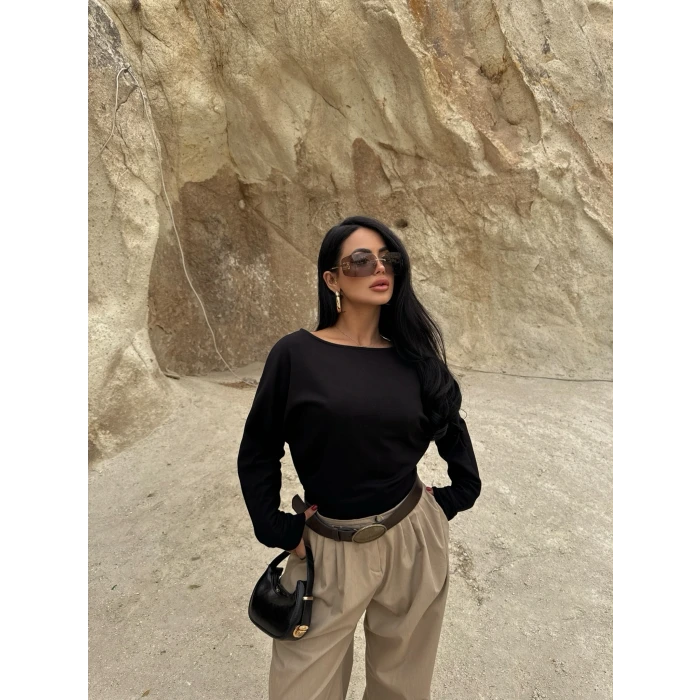 Siyah Bel Korseli Modal Sweat