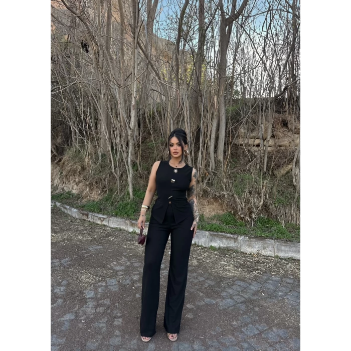 Siyah Broş Tokalı Ottoman İkili Takım