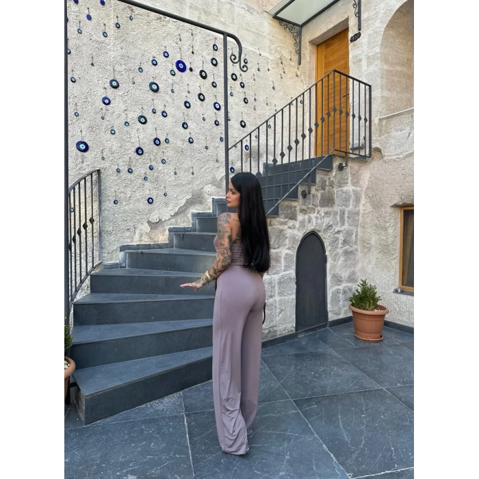 Vizon Büzgülü Straplez İkili Takım