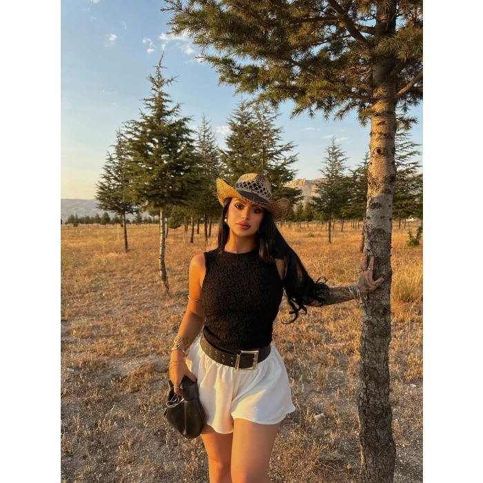 Siyah Dantel Crop